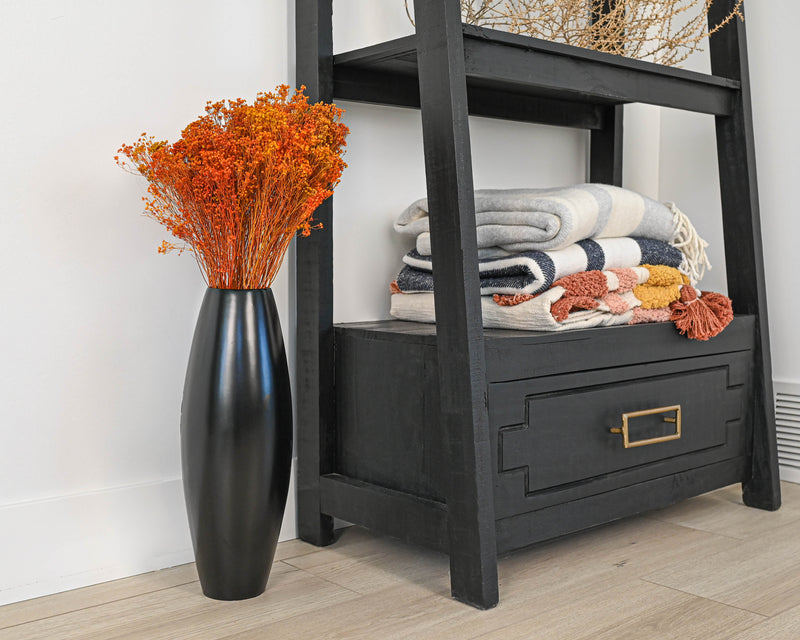 Small Bamboo Floor or Table Vase Handmade Vase | Matte Black