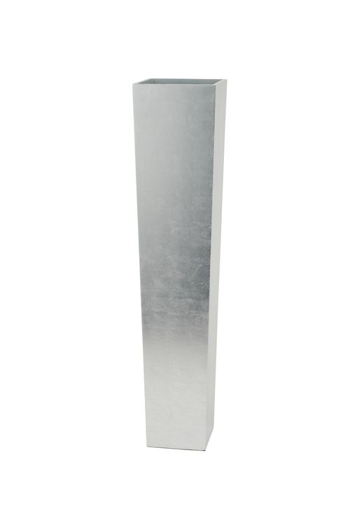 Handmade Wood Floor Vase - Tapered Design | Solid Silver