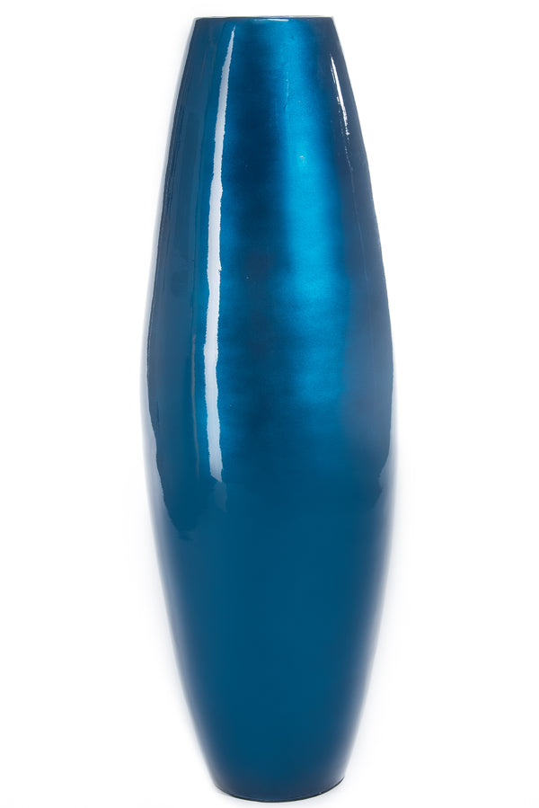 Handmade Bamboo Floor Vase - Cylinder Design in Dark Blue