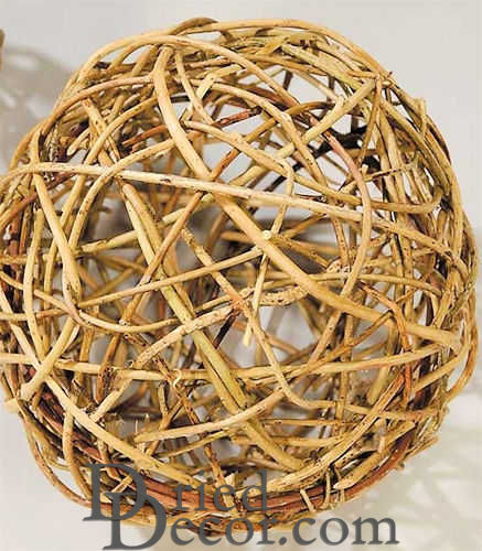 Curly Willow Decorative Balls | Natural Tan