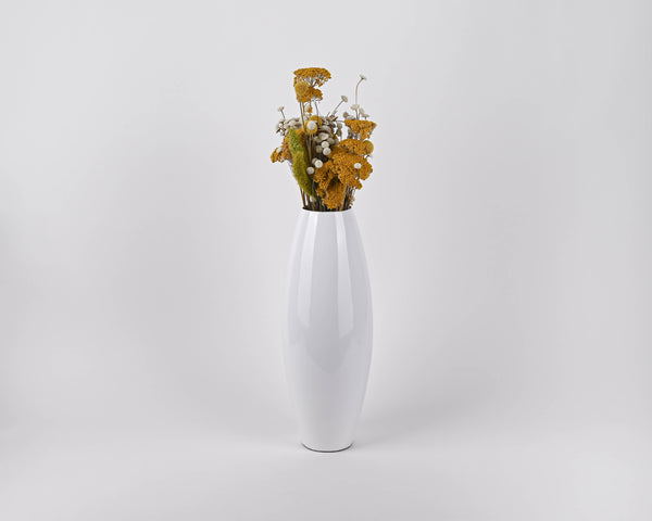 Small Bamboo Floor or Table Vase Handmade Vase | White