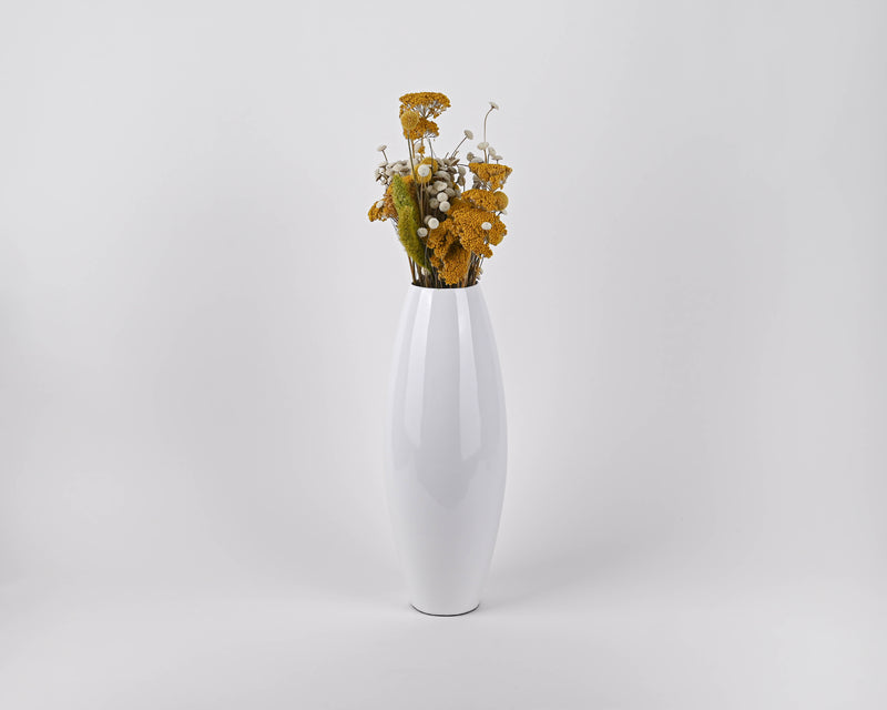 Small Bamboo Floor or Table Vase Handmade Vase | White