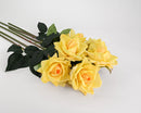 Bundle of 12 dried natural yellow rose sprays with green leaves, wholesale bulk bouquet.