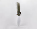 Matte white small bamboo vase with natural dried grass arrangement for wholesale or bulk use.