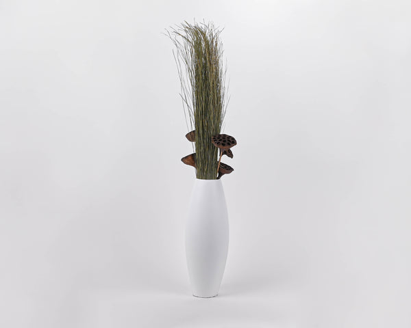 Small Bamboo Floor or Table Vase Handmade Vase  | Matte White