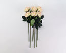 Cream pink dried rose sprays with natural green leaves, bundled in wholesale bulk of 12 stems.