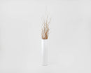 Tall white vase with dried natural curly willow branches in light brown, wholesale bulk set.