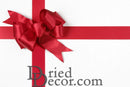 Gift card with red ribbon bow and natural dried decor logo for wholesale bulk purchase.