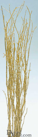 Bulk dried natural birch branches painted gold arranged in a tall bunch.