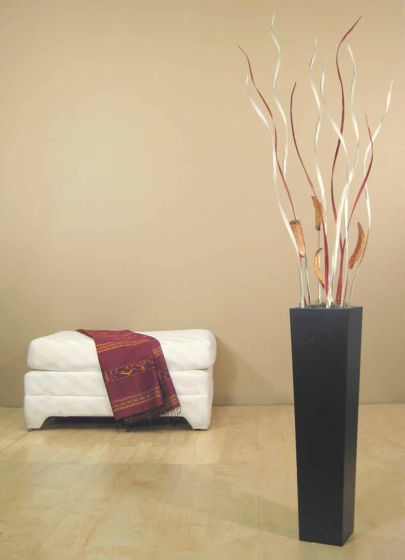 Tapered Wood Floor Vase Solid Black