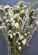 Bulk dried white garden flower bouquets with natural textures, ideal for wholesale arrangements.
